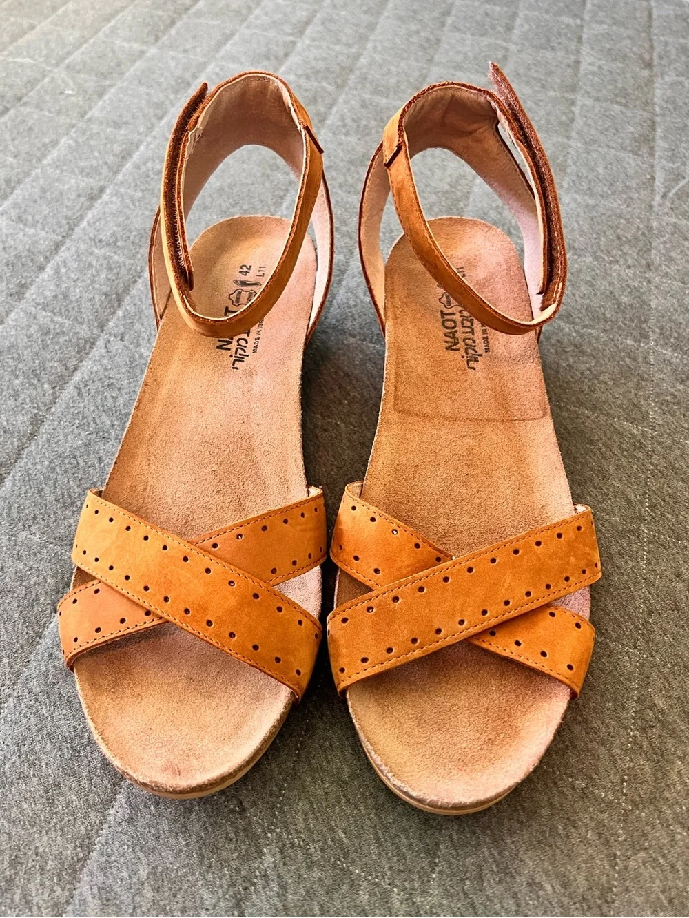 NAOT SZ 42 US 11 Wand Wedge Sandals Orig $170 Excellent Lightly Used Cond